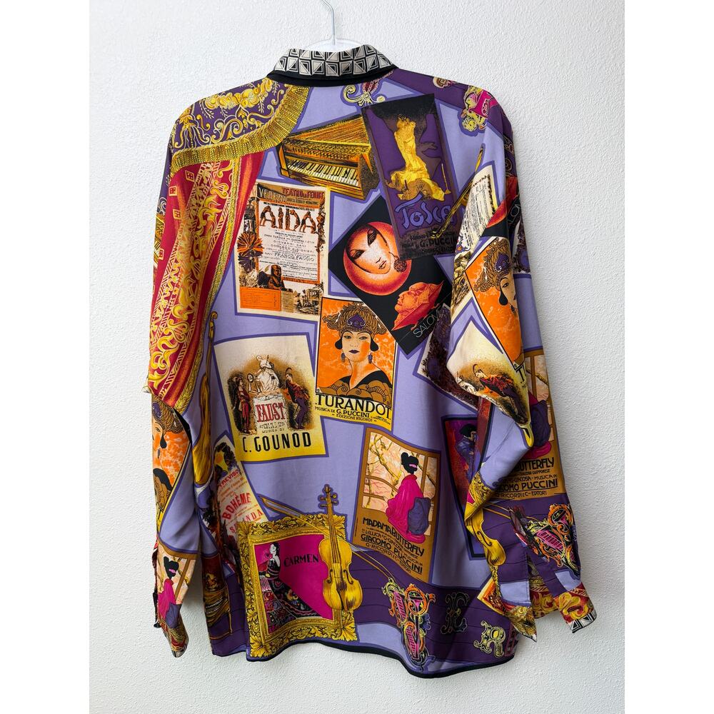 Gianni Versace Men's XL Purple Teatro Silk Shirt - Picture 3 of 15